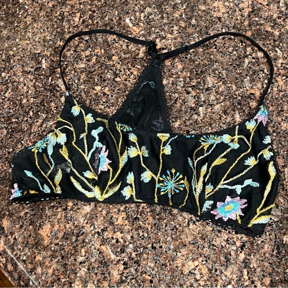 NEW Free people Intimately So Into You Bray Black Lace Floral Embroidered Bra XS - Picture 7 of 12